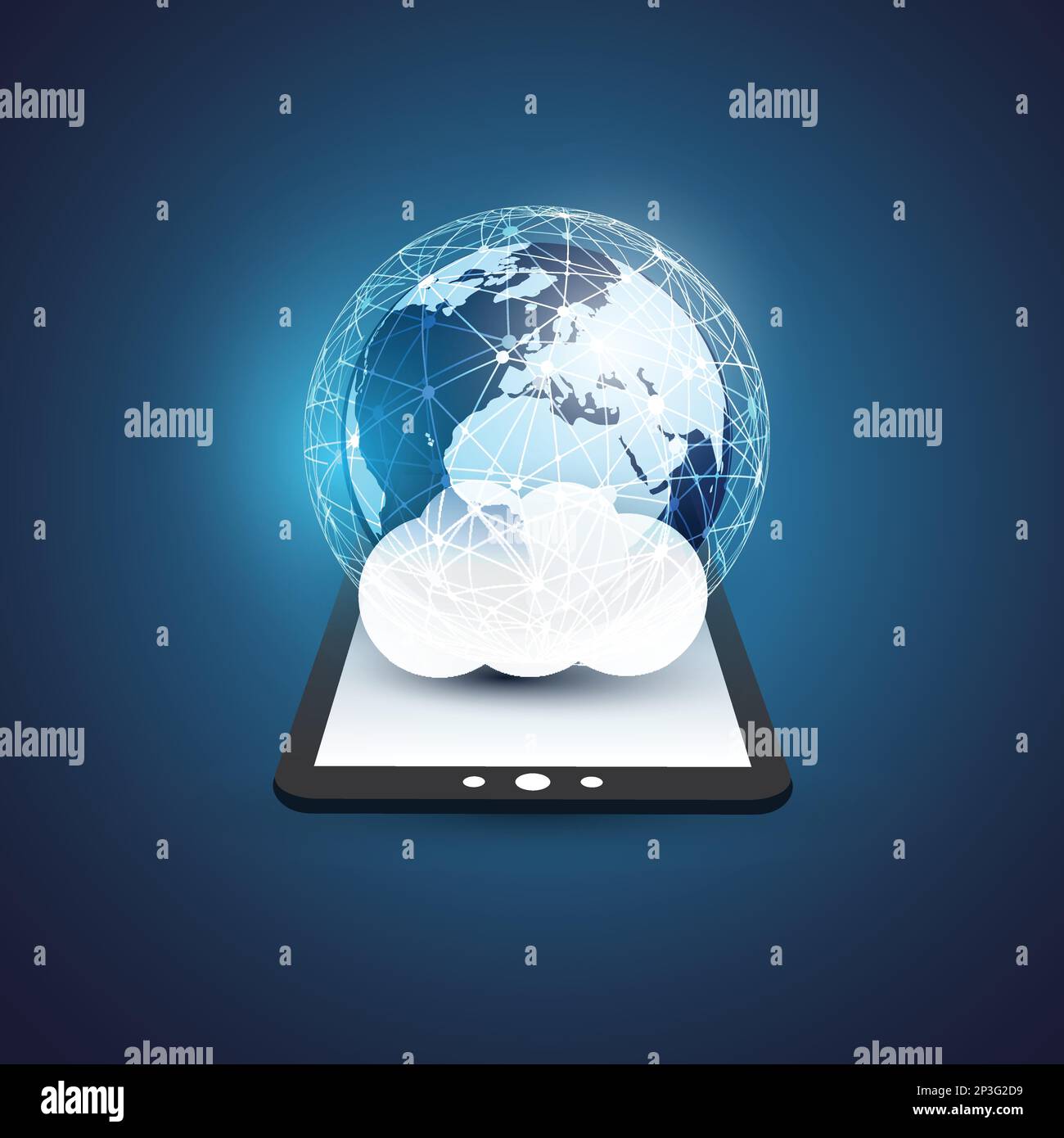 Cloud Computing Design Concept with Tablet and Earth Globe - Digital ...