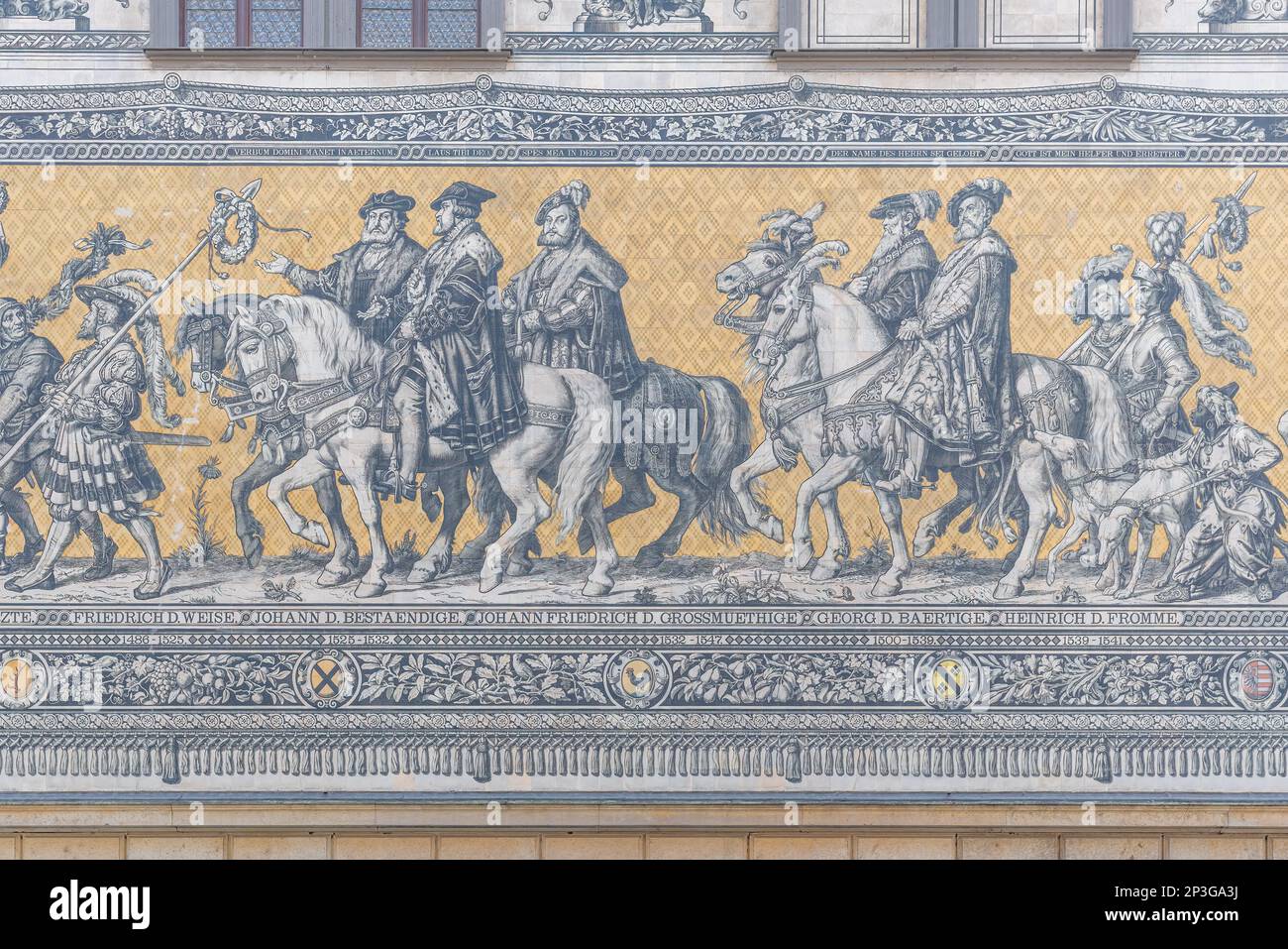 Procession of Princes Mural Wall (Furstenzug) Detail - Dresden, Saxony, Germany Stock Photo