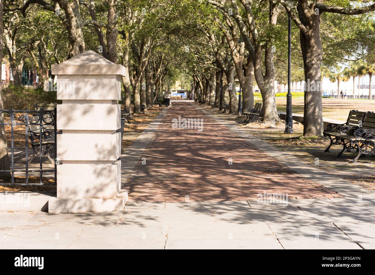 Gated entrance to Charleston Waterfront Park, Charleston, South