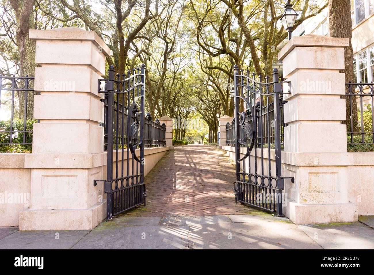 Gated entrance to Charleston Waterfront Park, Charleston, South
