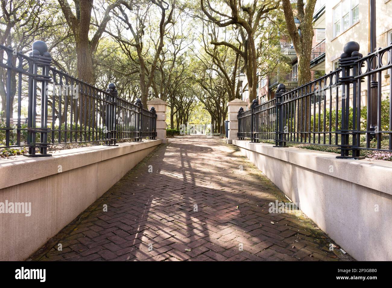 Gated entrance to Charleston Waterfront Park, Charleston, South