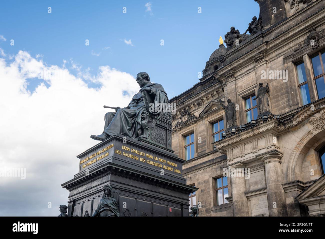 Frederick Augustus I of Saxony Statue in front of Saxon House of Estates (Sachsisches Standehaus) - Dresden, Germany Stock Photo