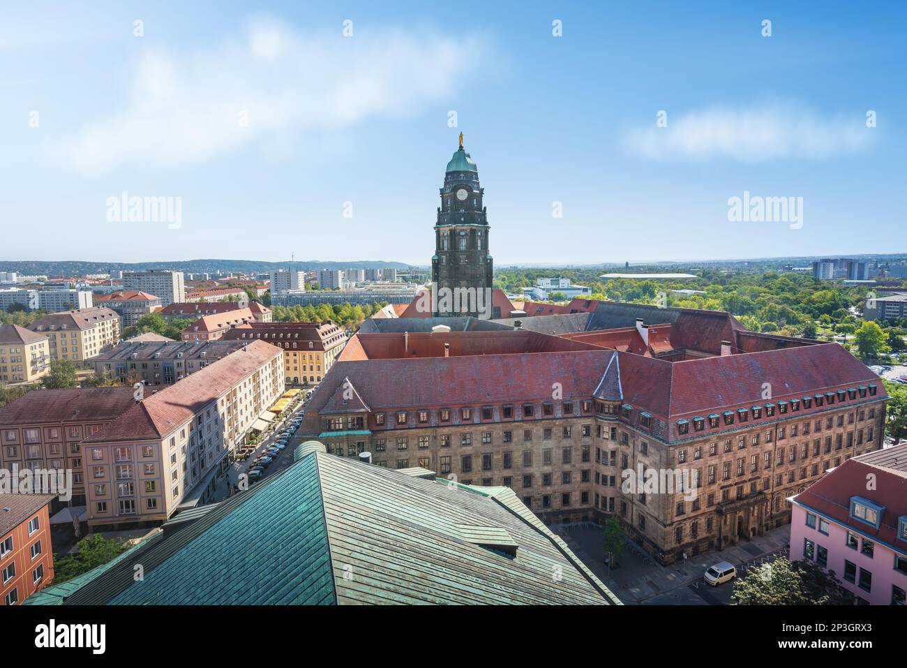 Aerial view of Dresden New Town Hall - Dresden, Soxony, Germany Stock ...
