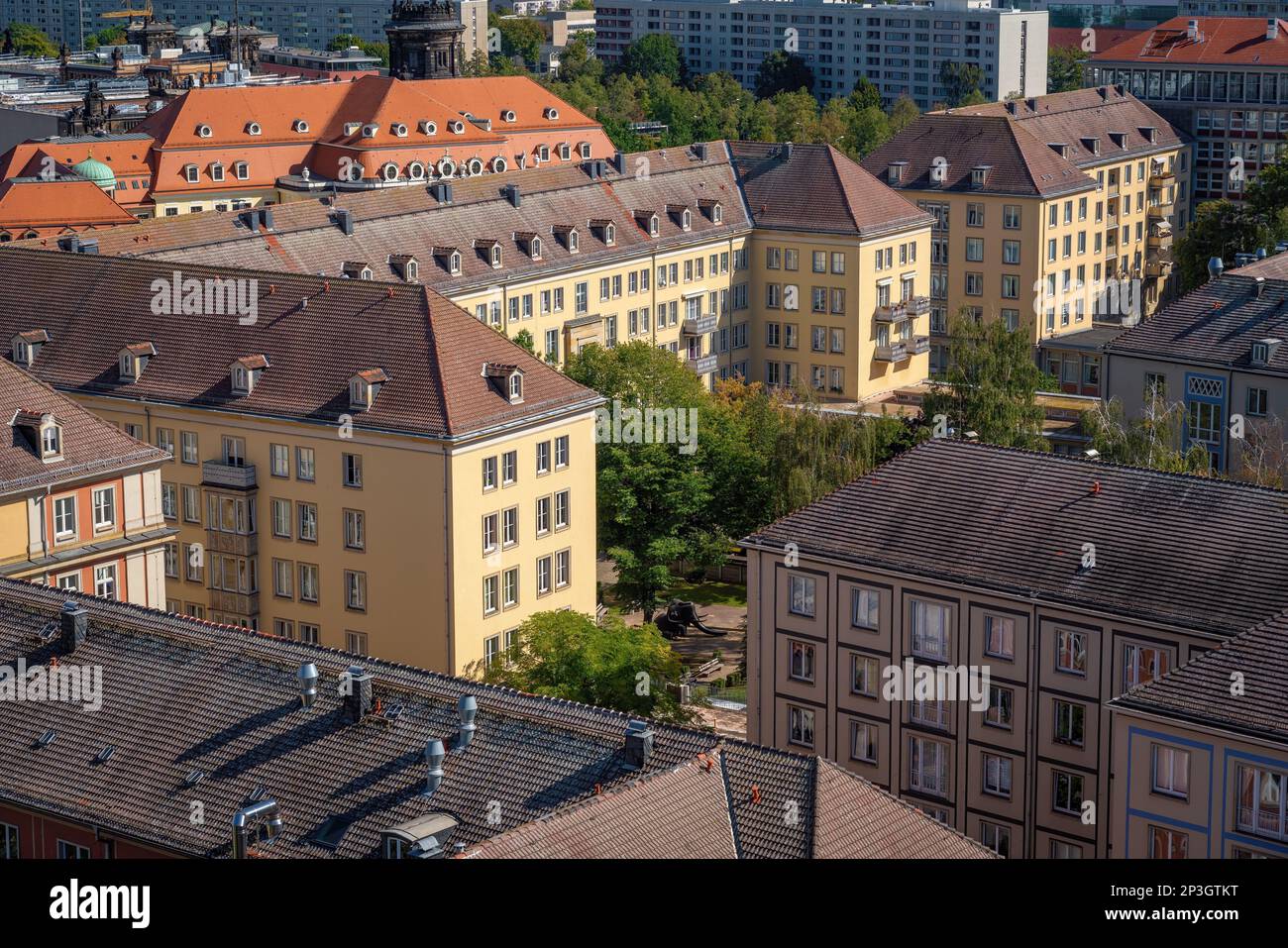 Aerial view of Buildings complex and Spielplatz - Dresden, Saxony, Germany Stock Photo