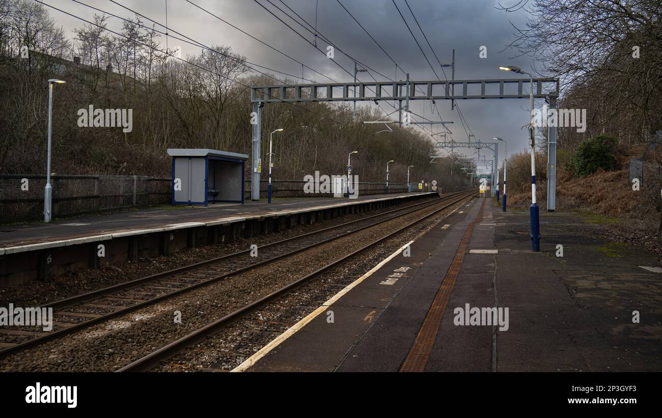 Train rails. Empty train station and rails Stock Photo - Alamy