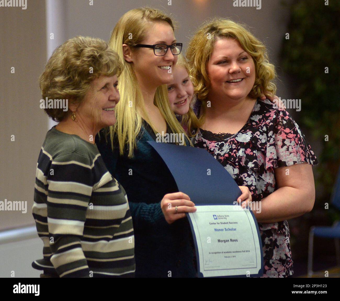 Morgan Rees Indiana Indiana State University student Morgan Rees, second from left, poses ...