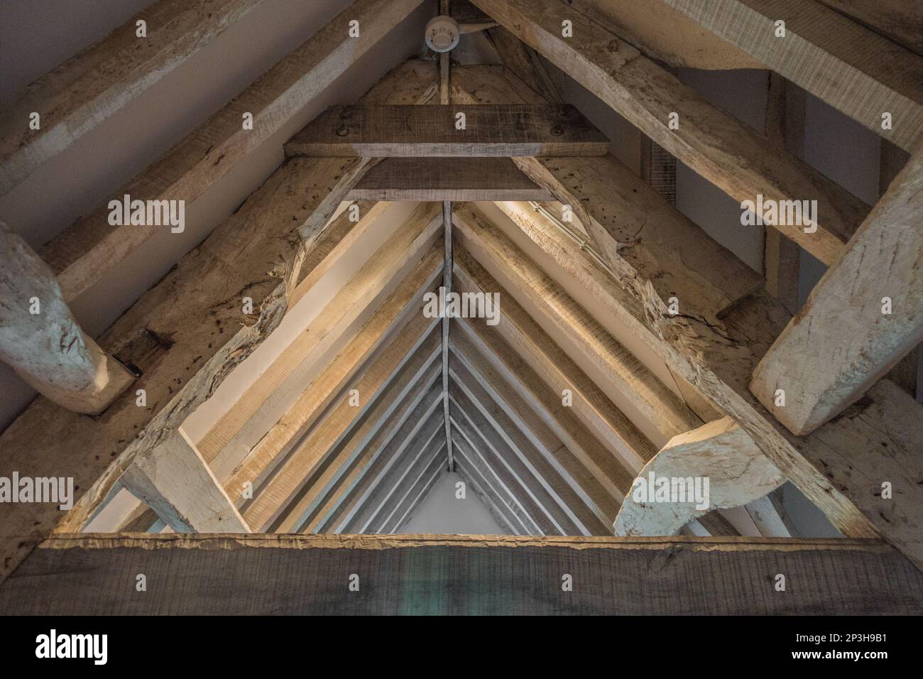 Wooden beams in attic, Kelmscott Manor, Kelmscott, UK Stock Photo Alamy