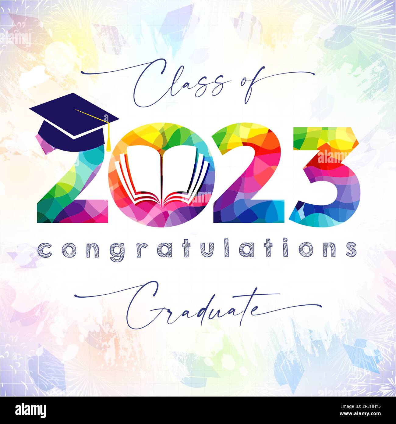 A colorful poster for class of 2023 graduation creative prom banner