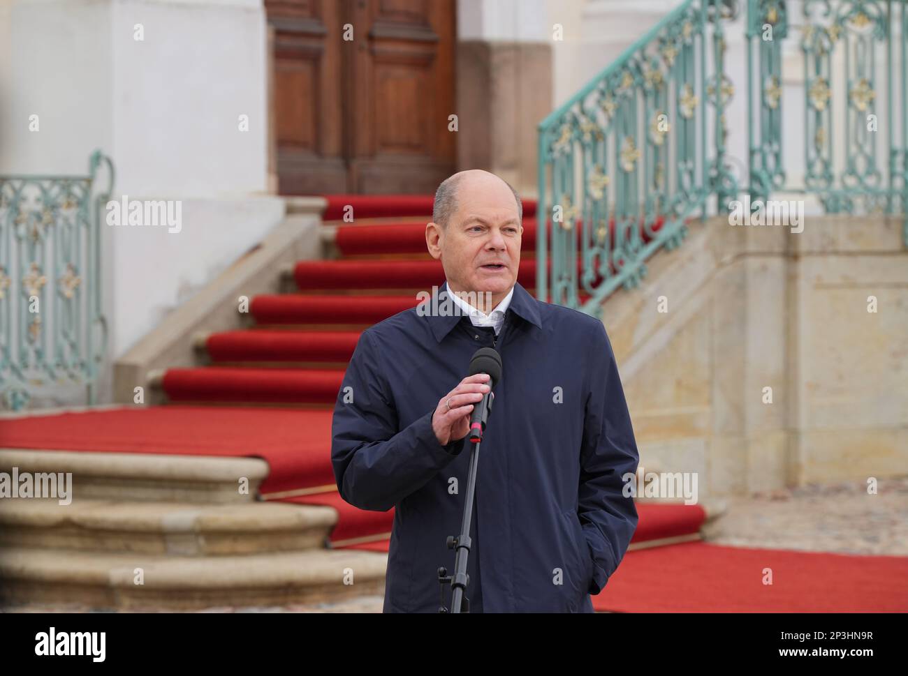 05 March 2023, Brandenburg, Gransee/Ot Meseberg: German Chancellor Olaf Scholz (SPD). Photo: Soeren Stache/dpa Stock Photo