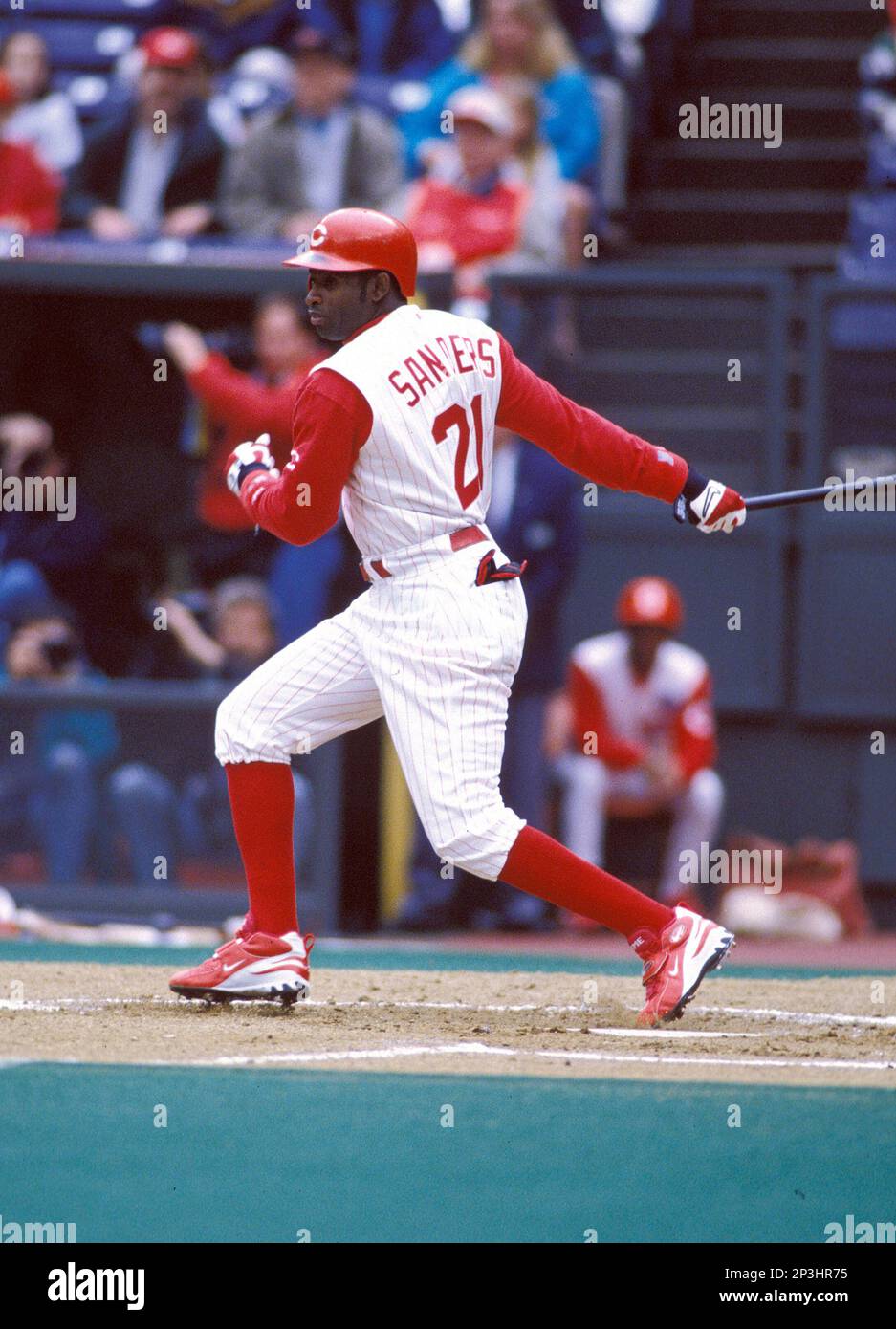 Cincinnati Reds Deion Sanders (21) during a game from his 1997 season