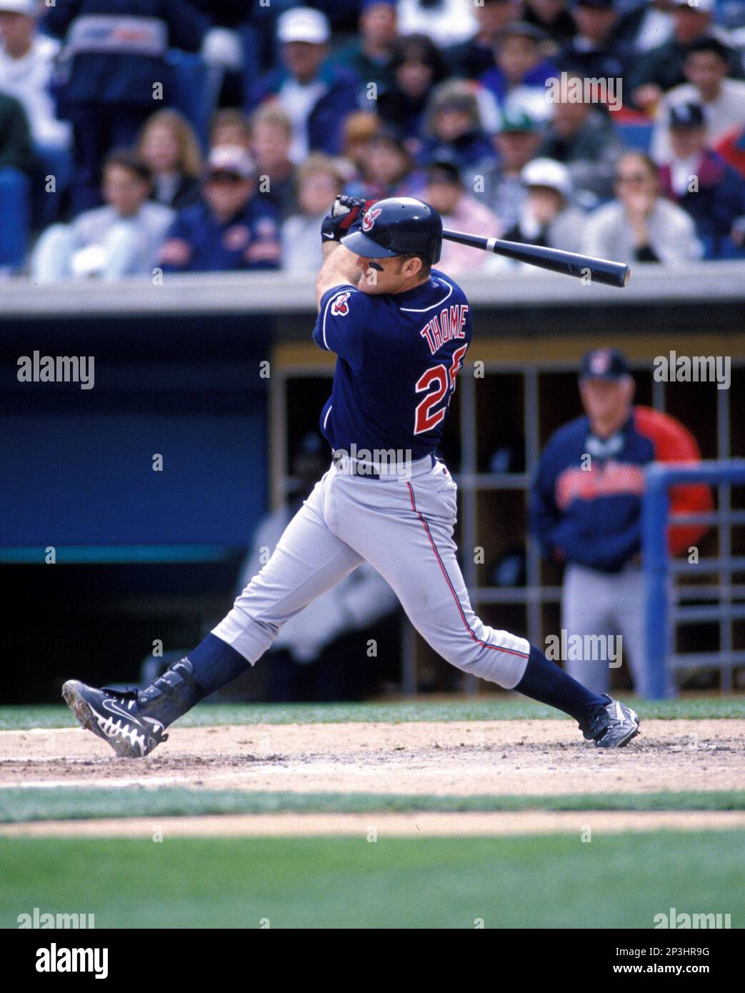 Jim Thome of the Cleveland Indians during a game at Anaheim Stadium in  Anaheim, California during the 1997 season.(Larry Goren/Four Seam Images  via AP Images Stock Photo - Alamy