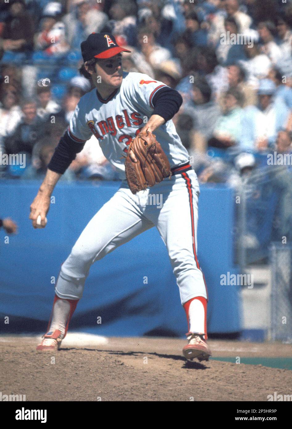 California Angels Nolan Ryan(34) in action during a game from his career. Nolan  Ryan played for 27 years with with 4 different teams and was inducted to  the Baseball Hall of Fame