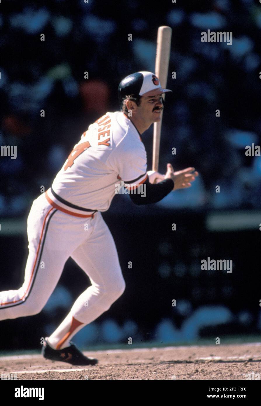 Baltimore Orioles Rick Dempsey (24) during a game from his career at