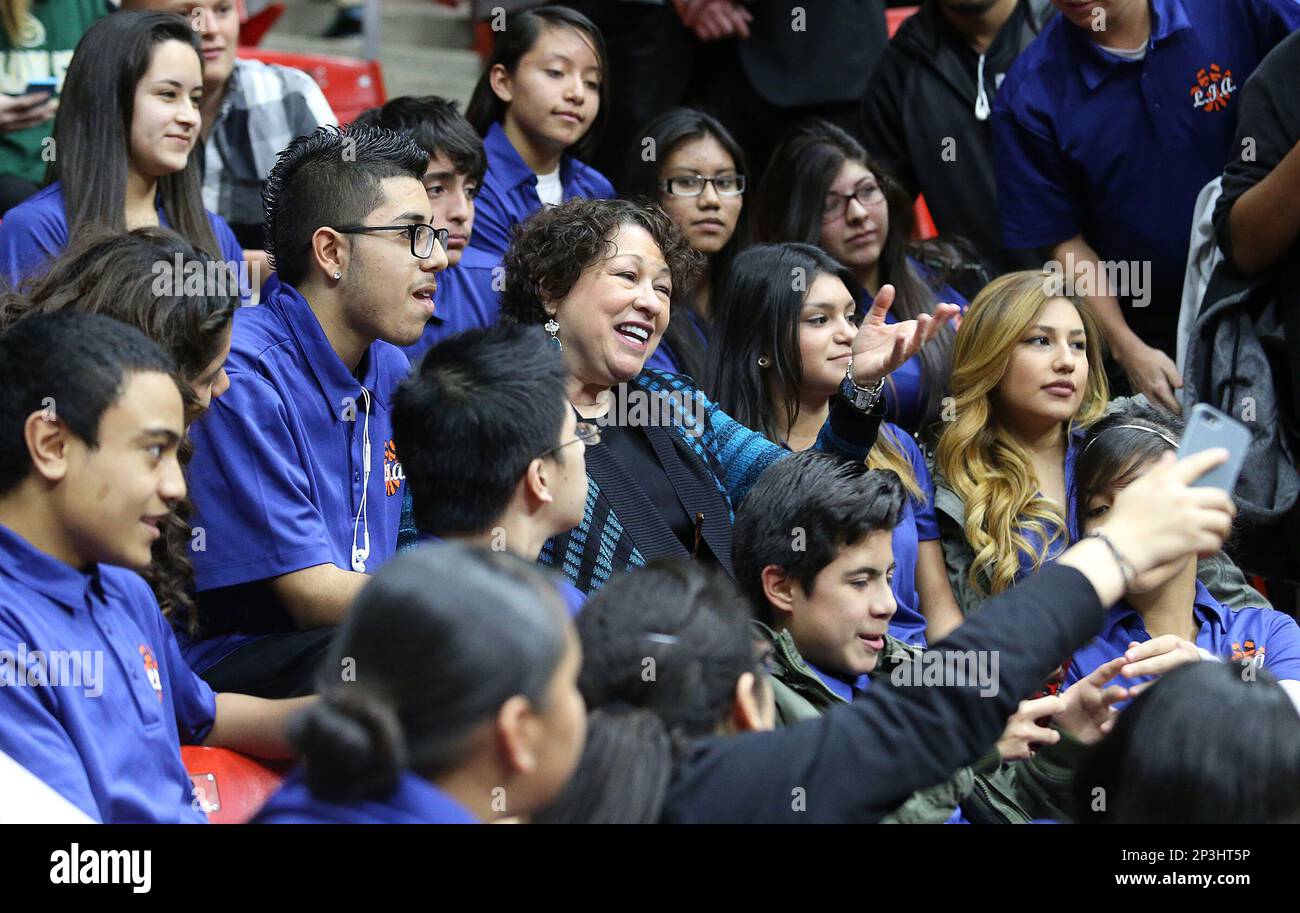 U.S. Supreme Court Justice Sonia Sotomayor poses for photos while