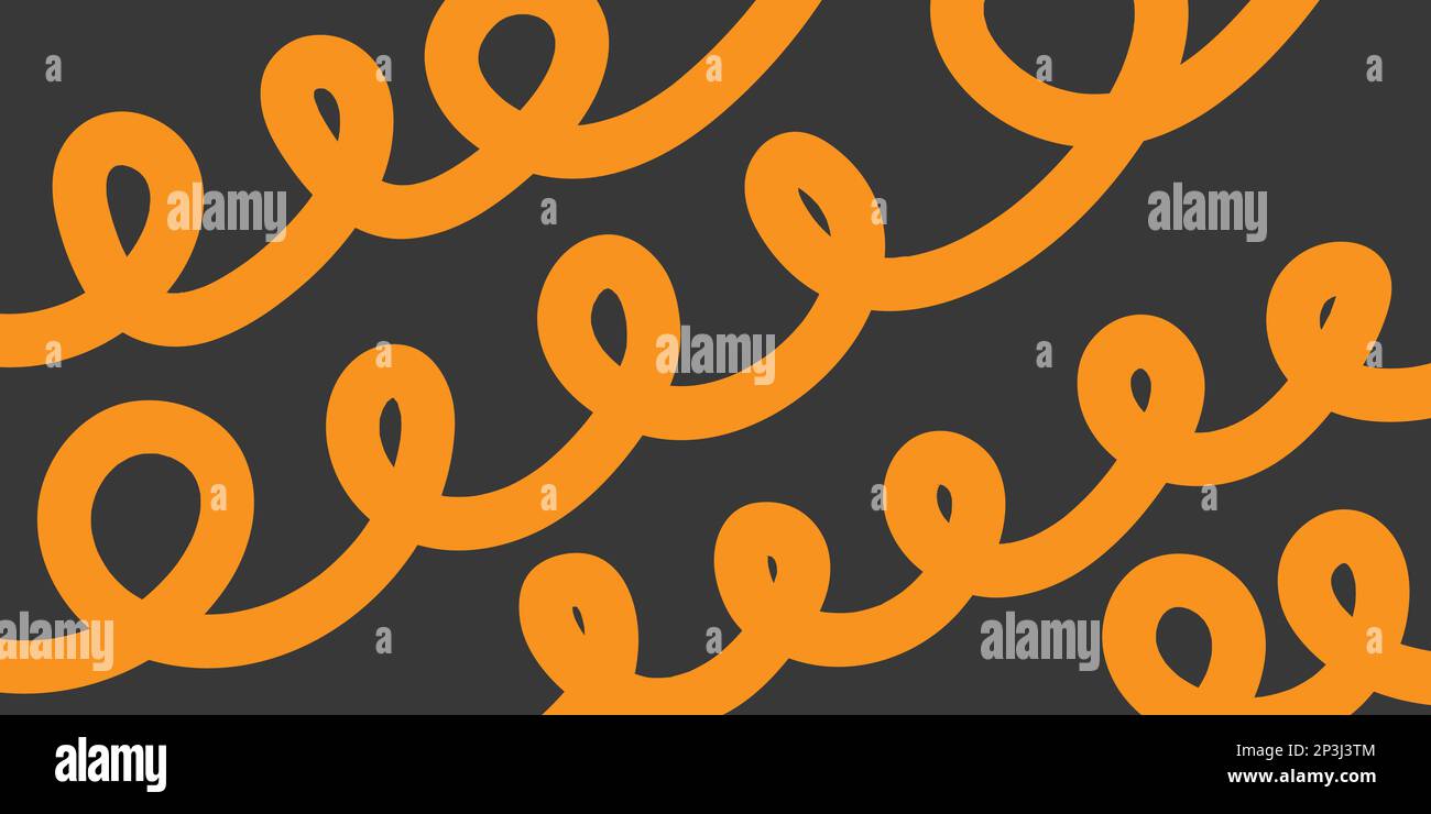 Doodle pasta, hand drawn spaghetti, spiral. Line pasta background, sketch vector pattern Stock Vector