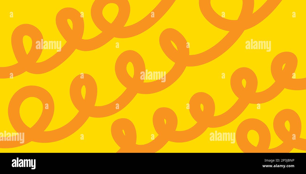 Doodle pasta, hand drawn spaghetti, spiral. Line pasta background, sketch vector pattern Stock Vector