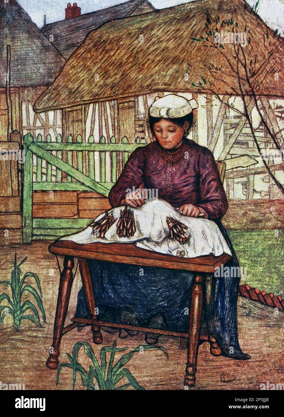 Lace Making in Normandy, France, circa 1905 Stock Photo