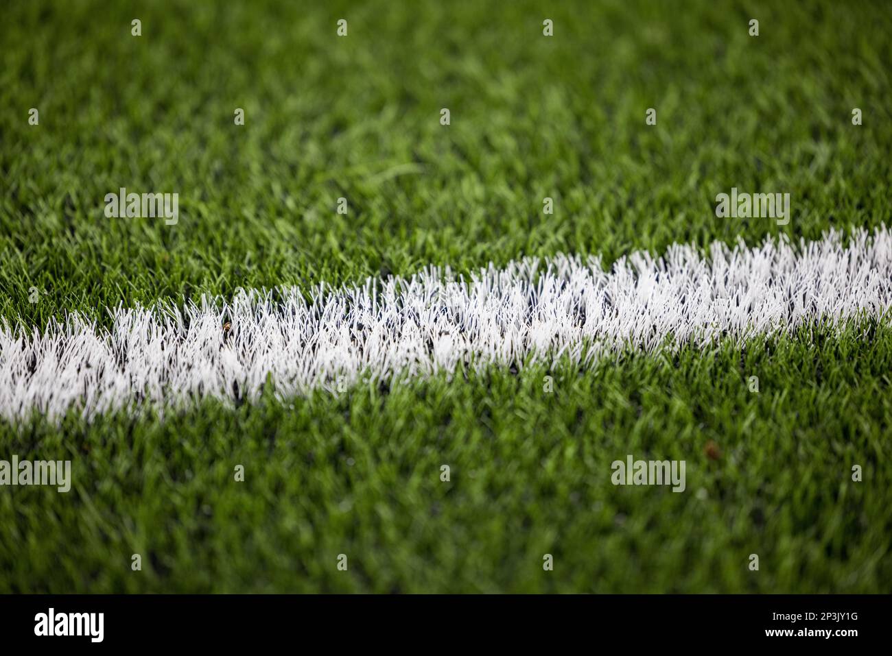Green Synthetic Grass Sports Field with White Line Stock Photo - Image of  empty, astroturf: 26816942