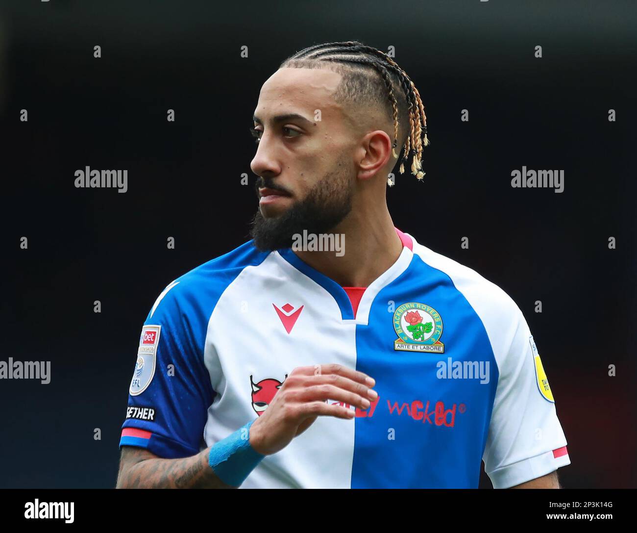 Blackburn, England, 4th March 2023. Sorba Thomas of Blackburn Rovers  during the Sky Bet Championship match at Ewood Park, Blackburn. Picture credit should read: Simon Bellis / Sportimage Stock Photo