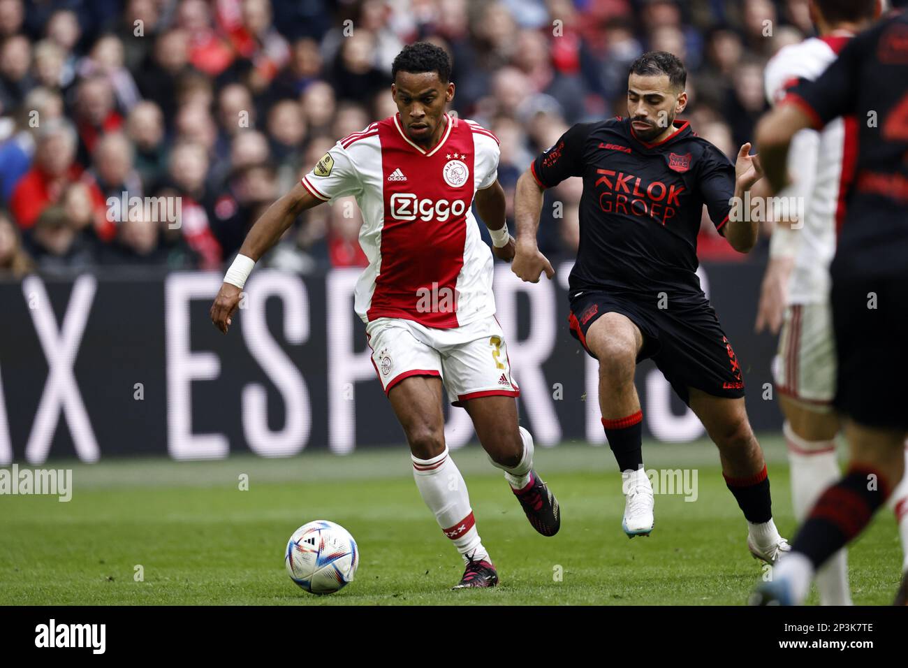 AMSTERDAM (lr) Jurrien Timber of Ajax, Oussama Tannane of NEC Nijmegen during the Dutch