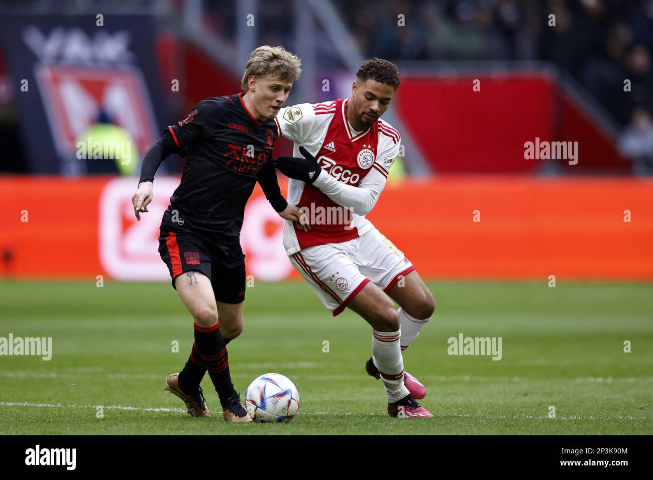 AMSTERDAM (lr) Magnus Mattsson of NEC Nijmegen, Devyne Rensch of Ajax during the Dutch