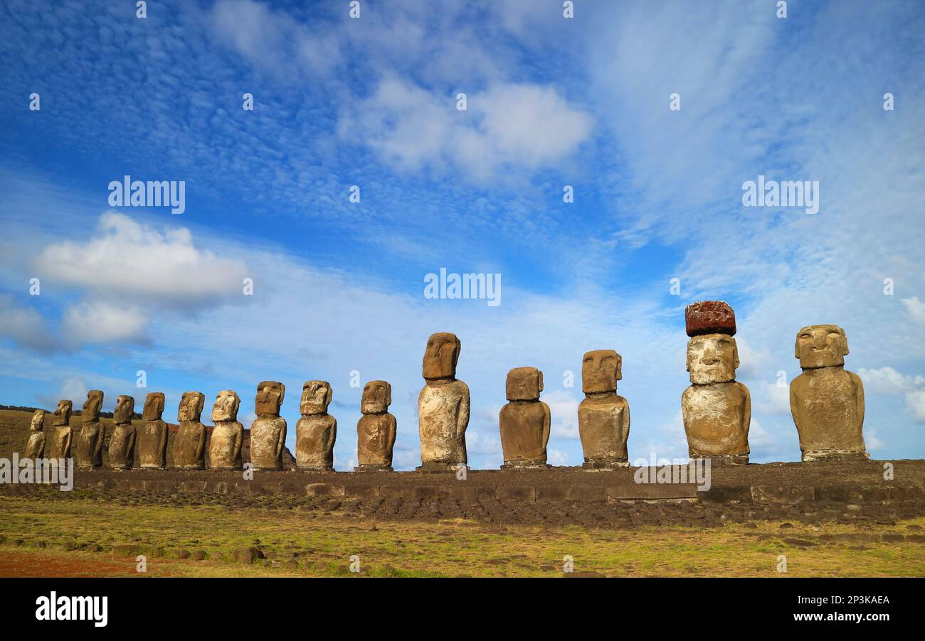 Amazing Gigantic 15 Moai statues of Ahu Tongariki, the largest