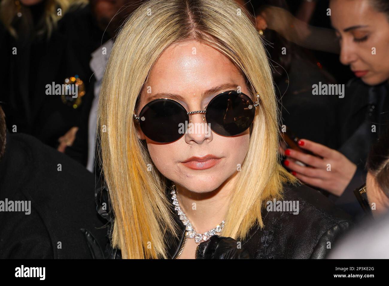 Avril Lavigne attends the Elie Saab show during Paris Fashion Week
