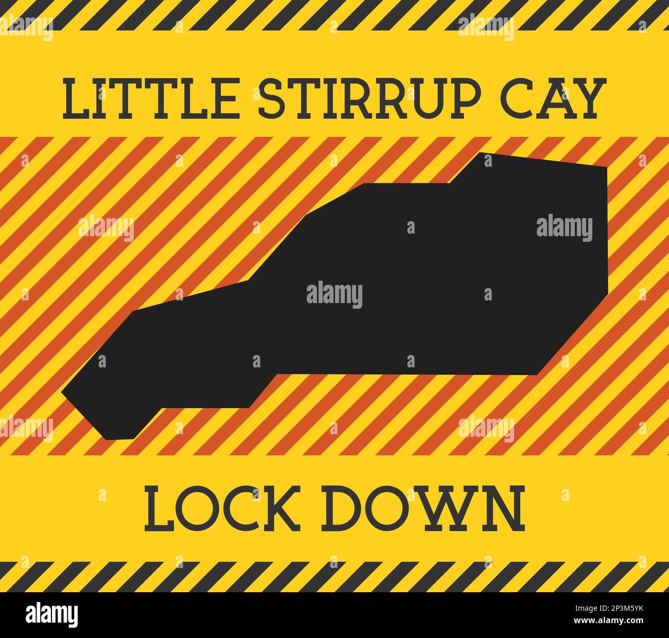 Little Stirrup Cay Lock Down Sign. Yellow island pandemic danger icon ...