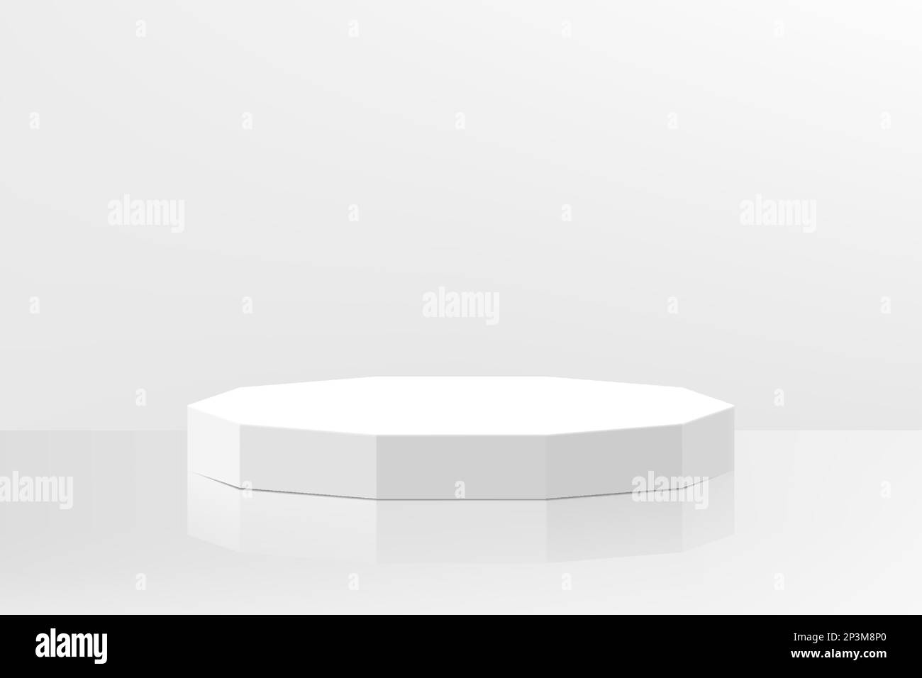 Abstract white pedestal podium in polyhedron shape. Minimal wall scene