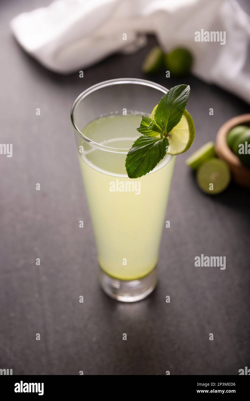 Homemade lemonade with organic lemons and mint, a popular refreshing drink in many countries. in Mexico it is part of their traditional Aguas Frescas, Stock Photo