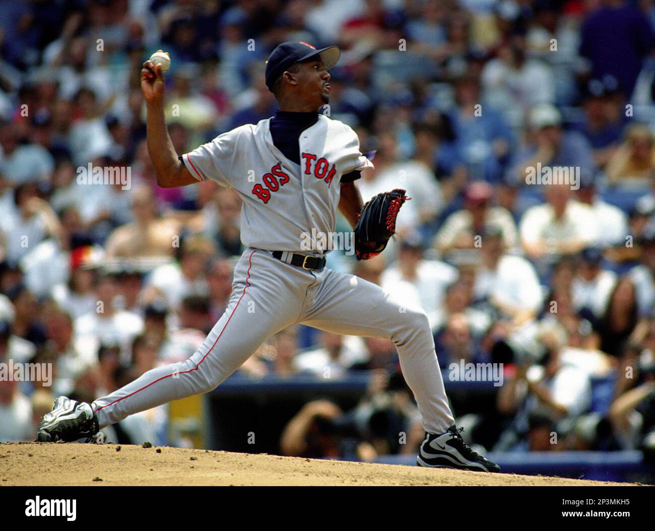 Boston Red Sox Pedro Martinez (45) during a game from his 1998 season  against the New York Yankees. Pedro Martinez played for 18 years with 5  different and was a 8-time All-Star