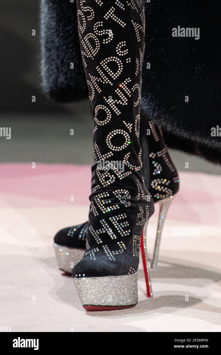 NEW YORK, NEW YORK - FEBRUARY 15: Close-up photo of boots at The Blonds Fall 23 Collection during New York Fashion Week: The Shows at The Gallery at S Stock Photo