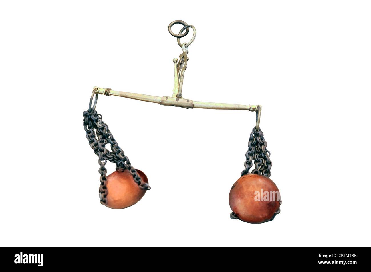 Ancient scales for weighing coins and other valuables, isolated on a