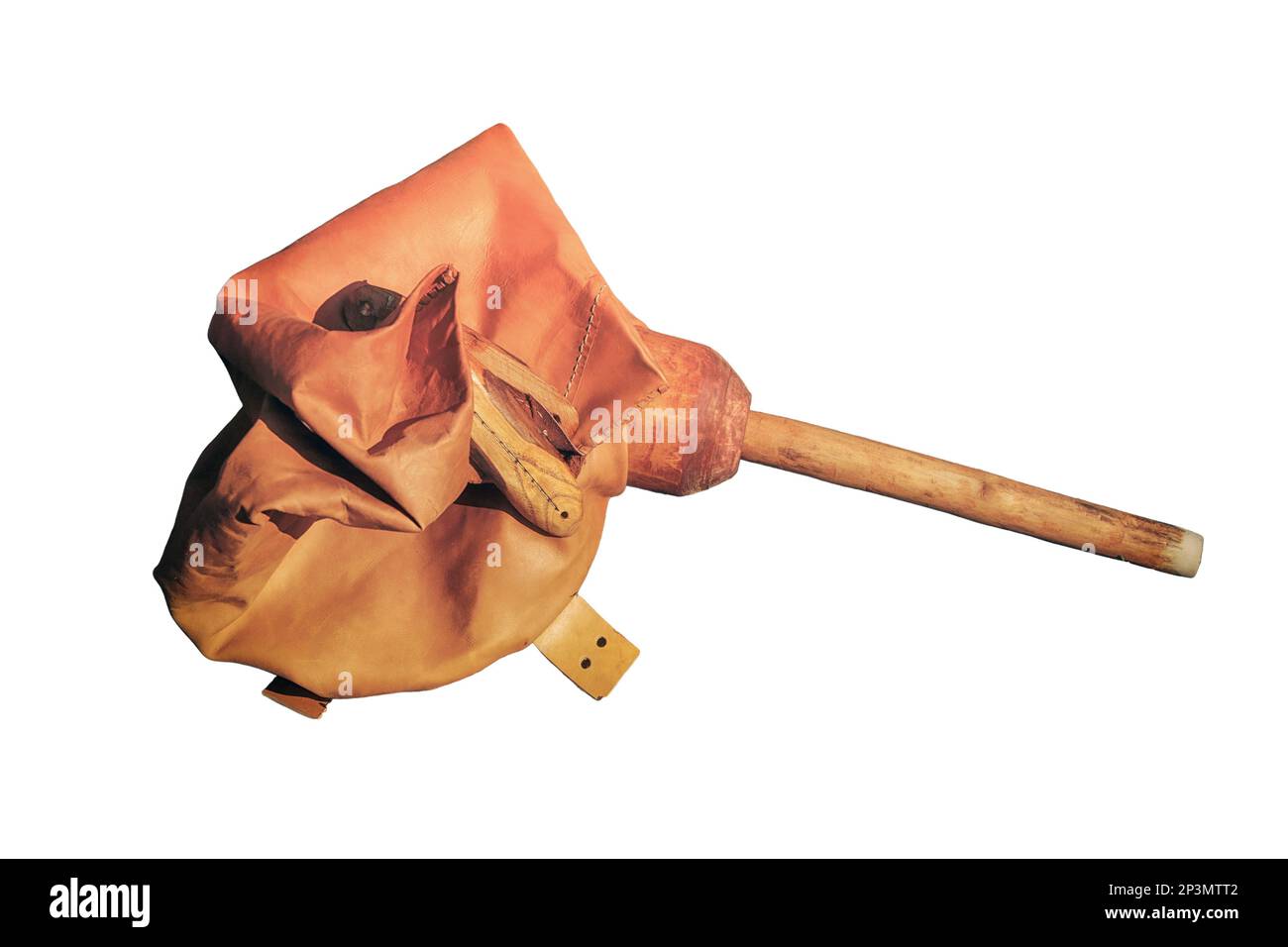 Bellows from leather to inflate the fire, isolated on a white