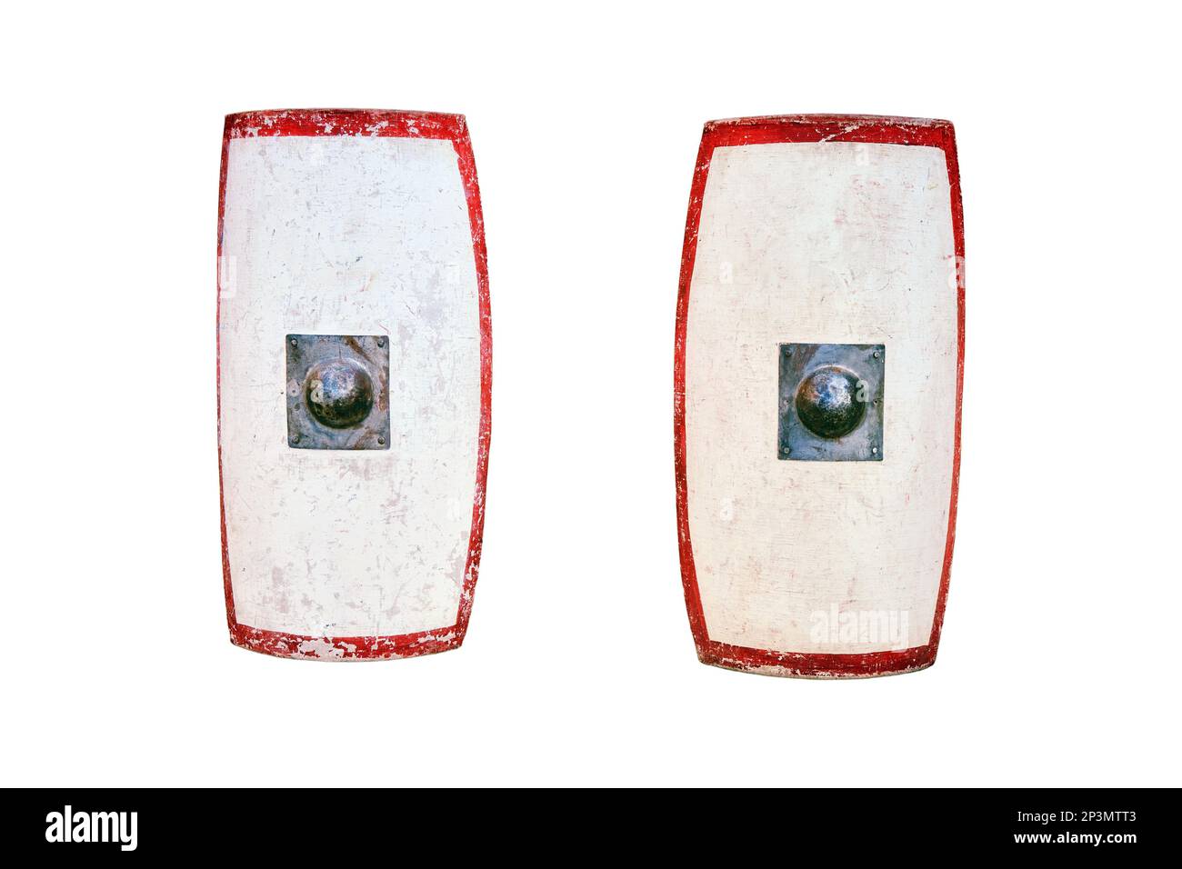 Antique Roman shields scutum, sct, isolated on a white background