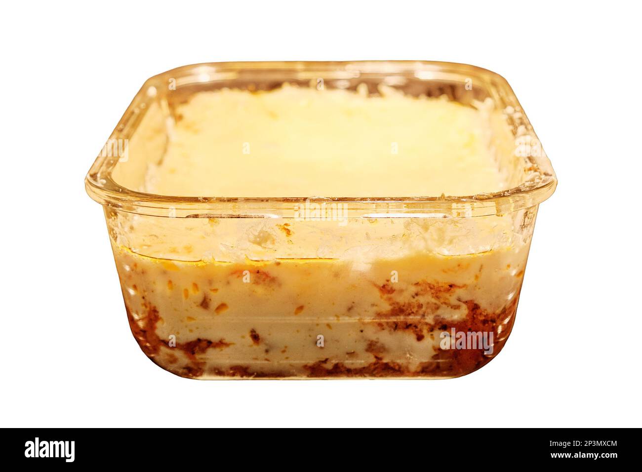 Process of baking cheese lasagna, isolated on a white background