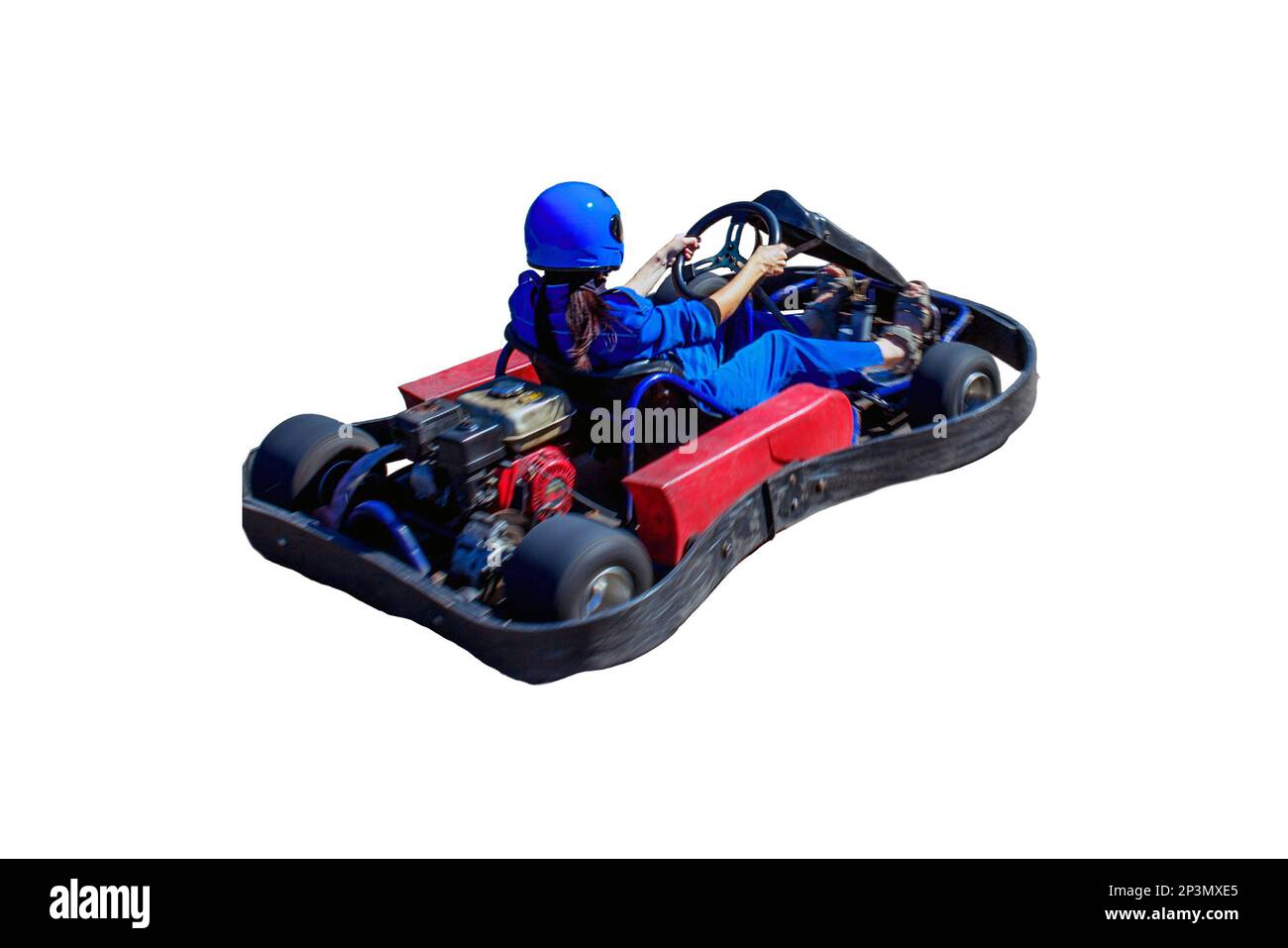 Karting on racing round in the open air, isolated on a white background