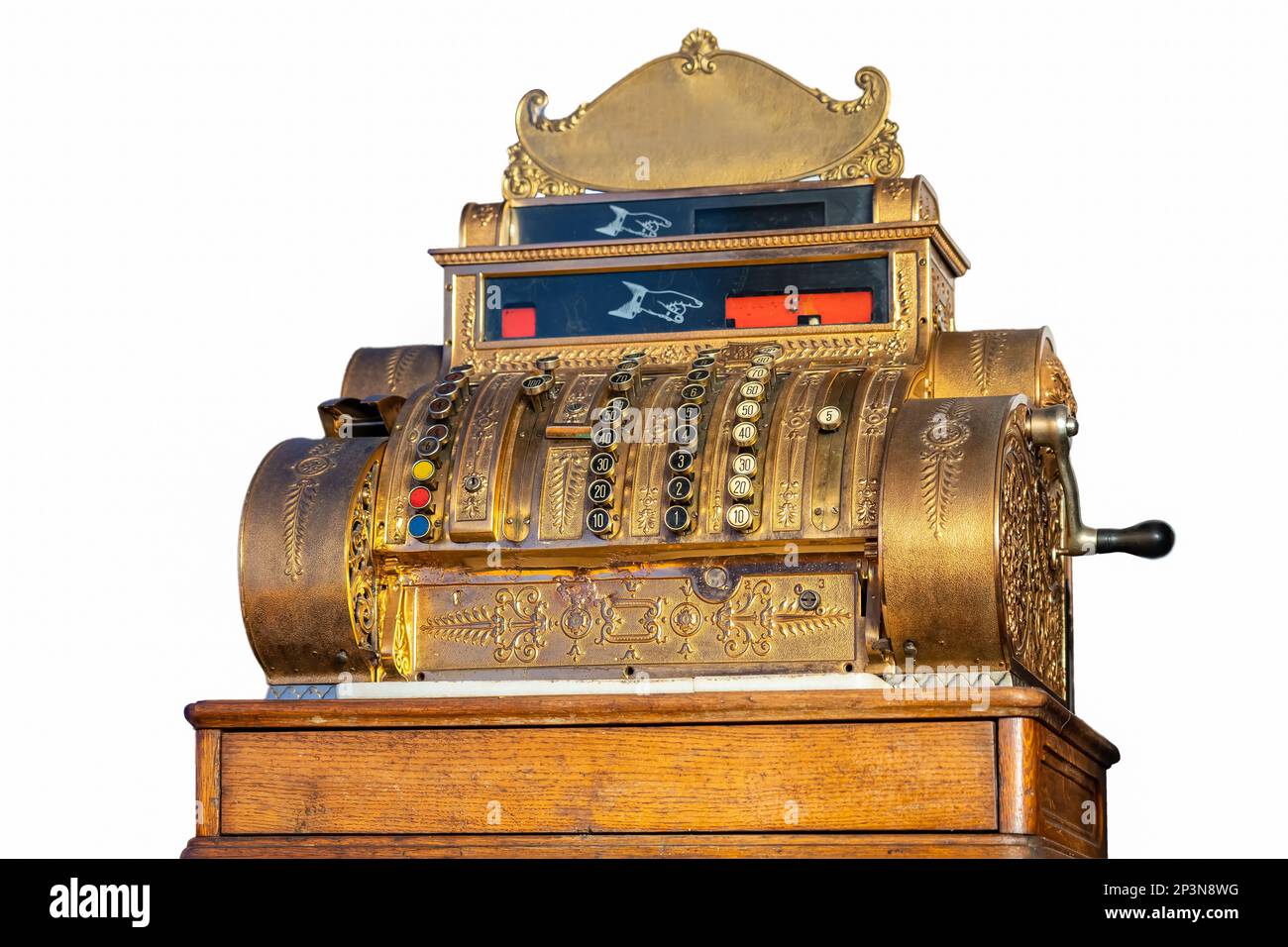 Very old cash register with keys and mechanical systems for bill