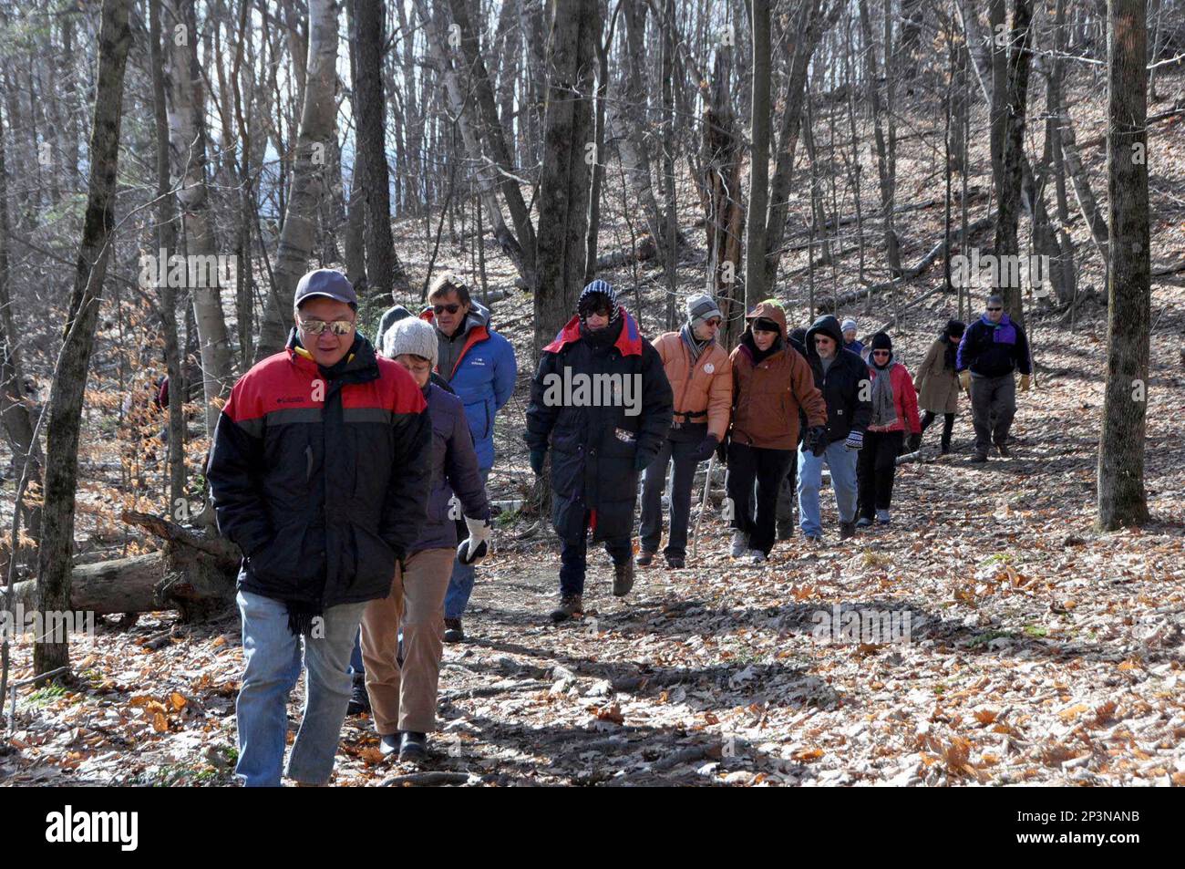 About 100 people participate in the First Day Hike along the Bradley