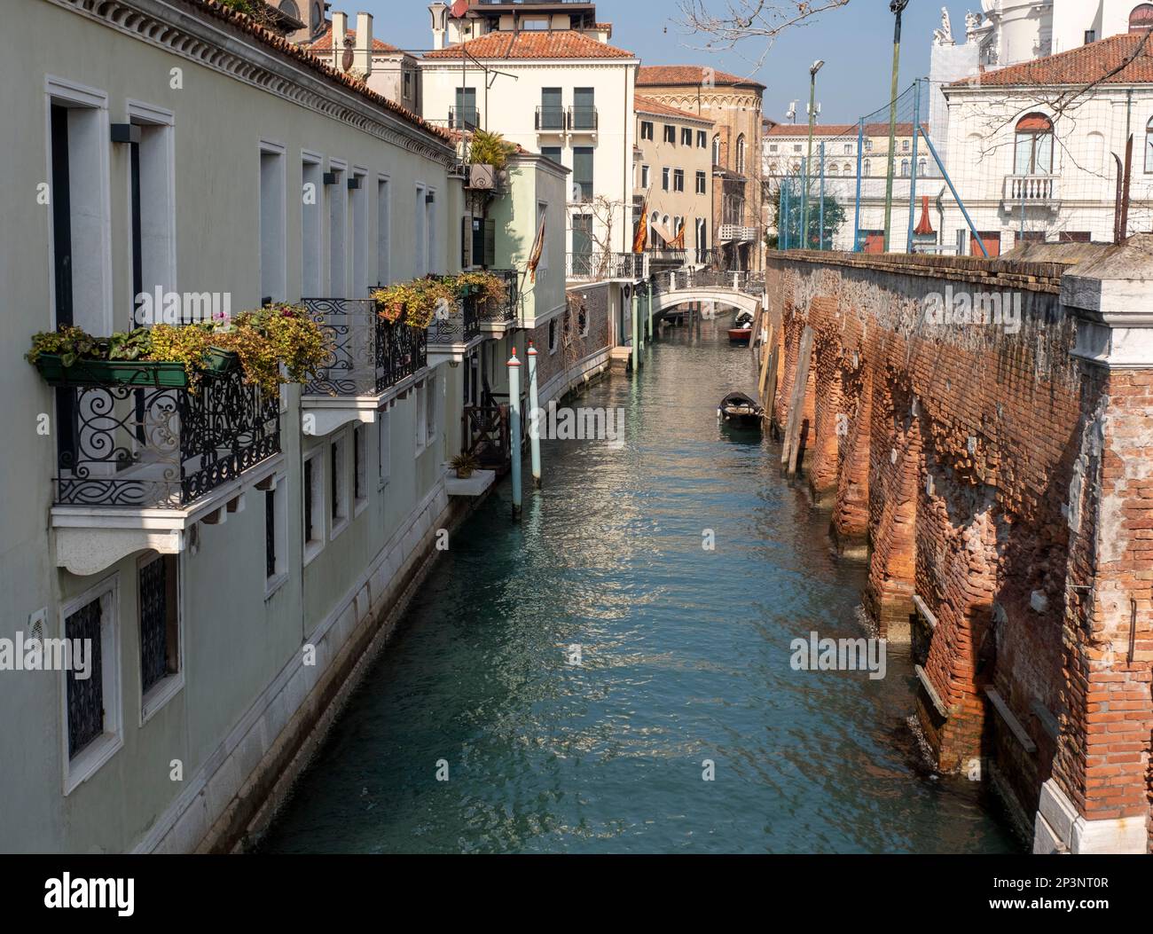A quiet side canal, Rio De la Salute in Dorsoduro Venice, Italy Stock Photo