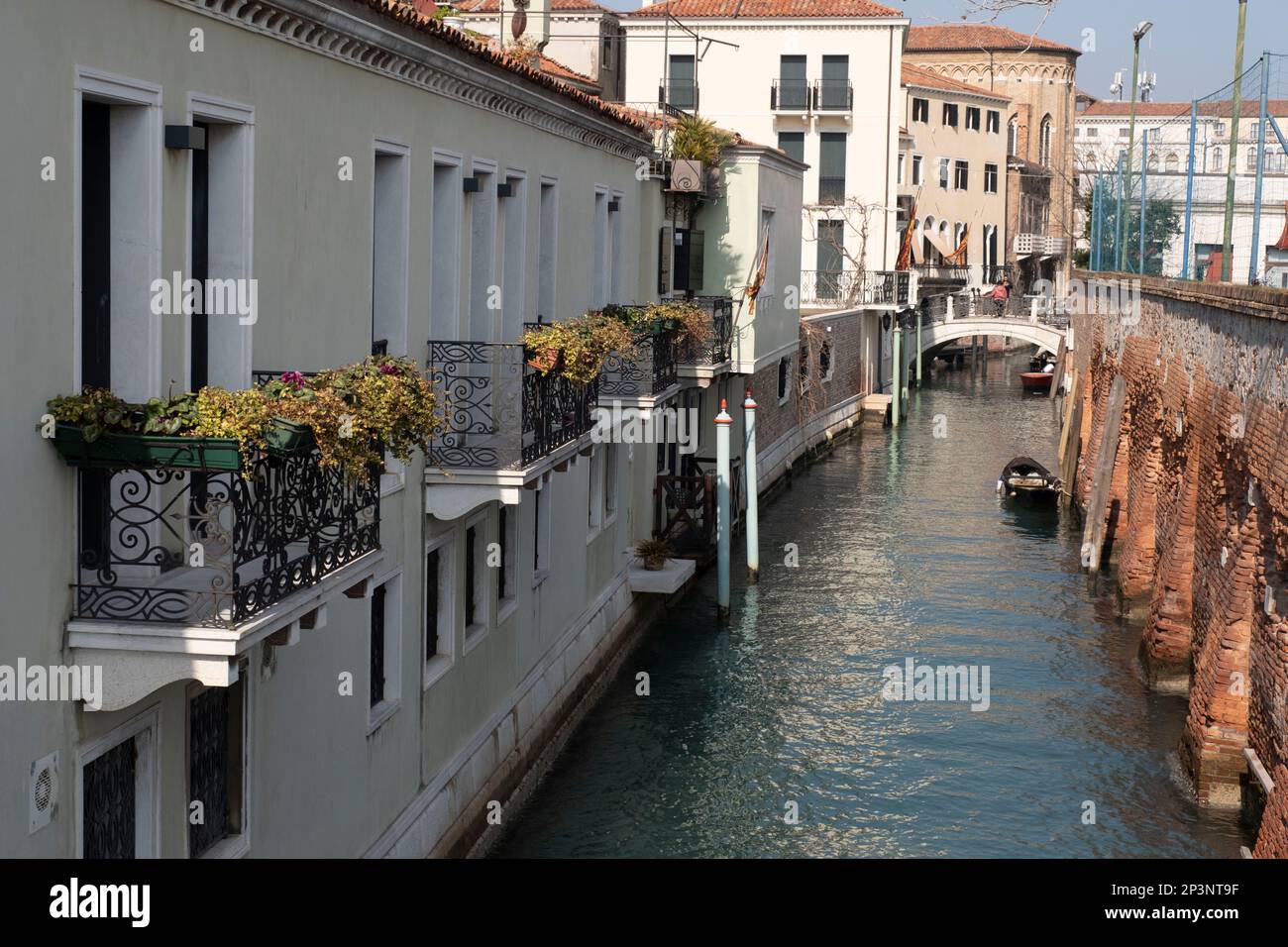 A quiet side canal, Rio De la Salute in Dorsoduro Venice, Italy Stock Photo