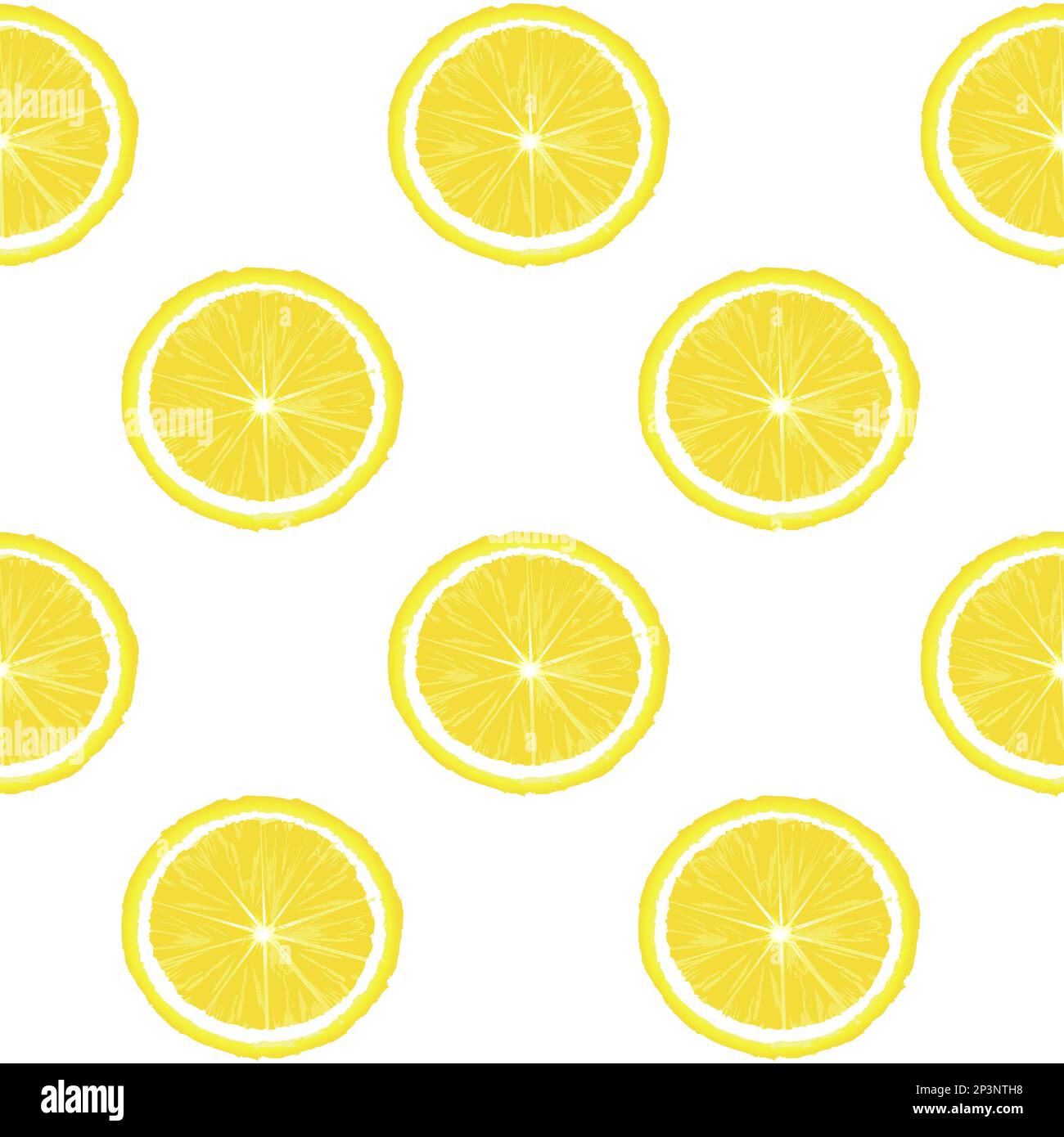 Rows with lemon slices on white background, seamless pattern Stock Vector