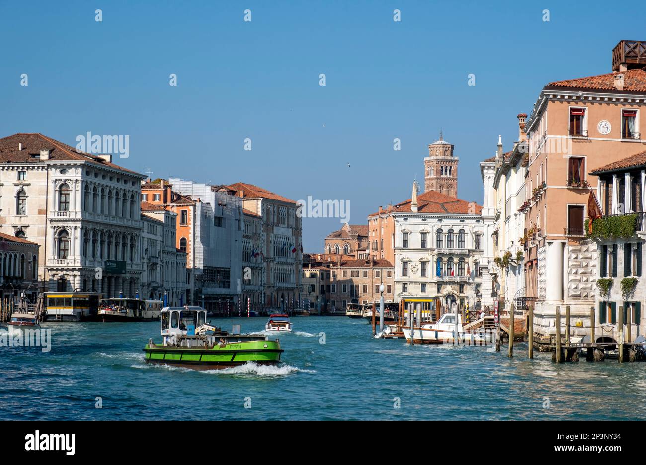 Canal traffic on the Grand Canal, Venice, Italy Stock Photo