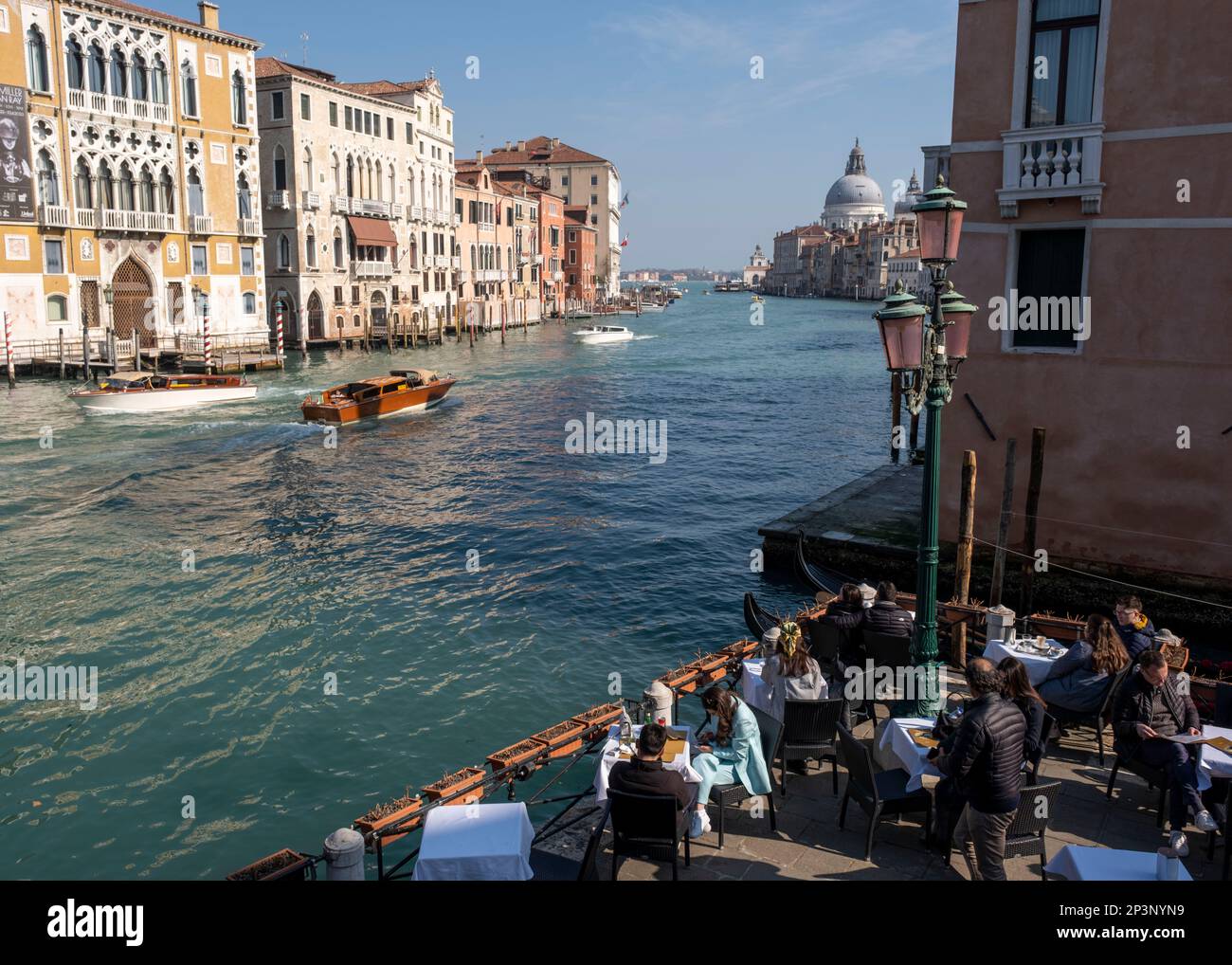 View from the Accademia Bridge of the  Grand Canal, Venice, Italy Stock Photo