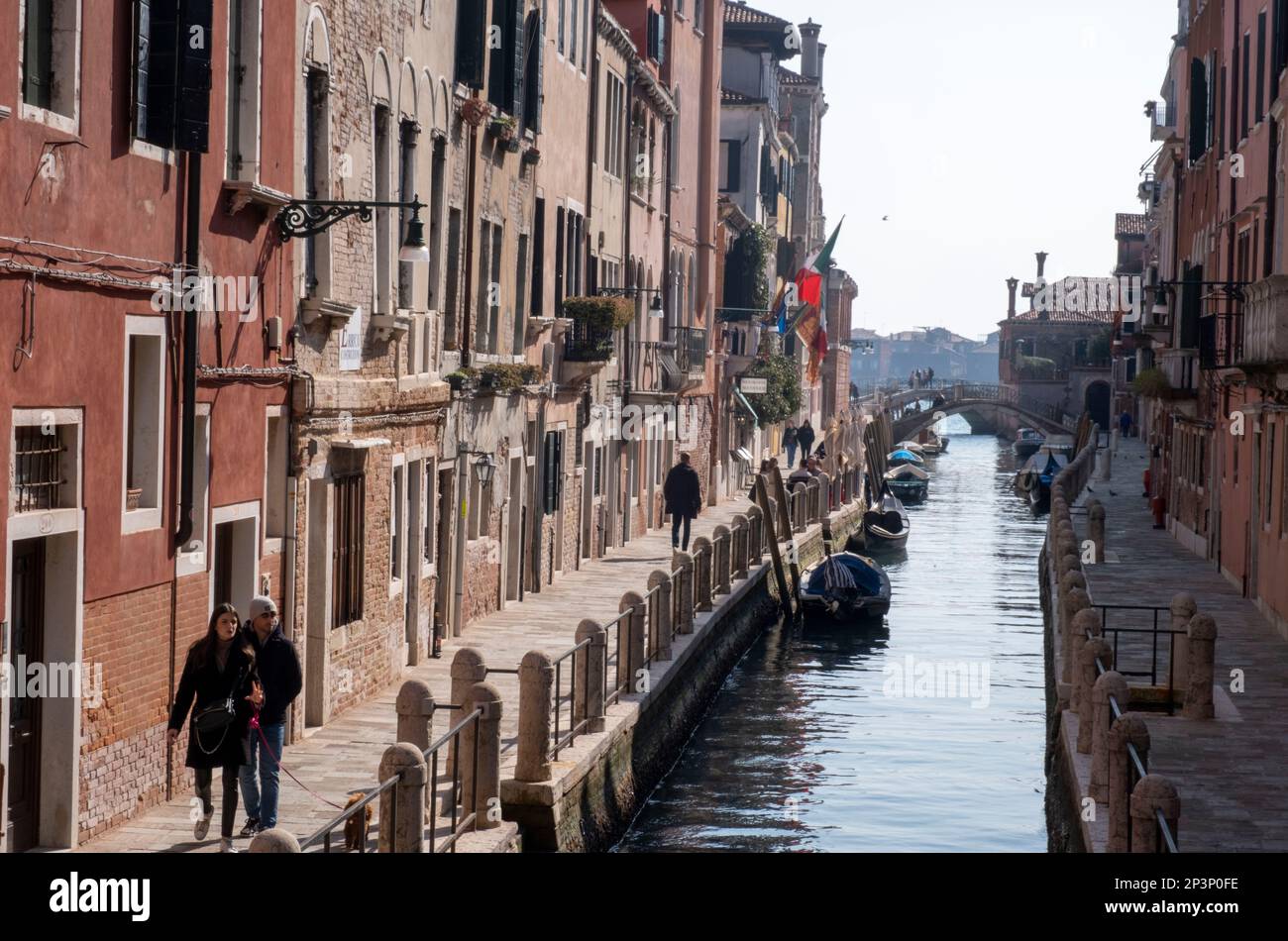 View of the Fondamenta Soranzo detta Fornace along the Rio della Fornace, Venice, Italy. Stock Photo