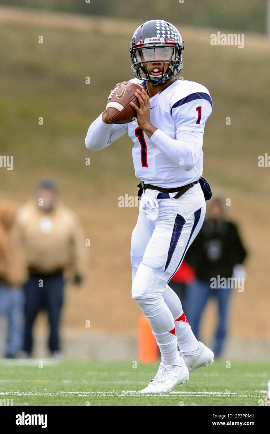 Allen Eagles quarterback Kyler Murray (1) throws a pass during pregame  warmups prior to the Eagles