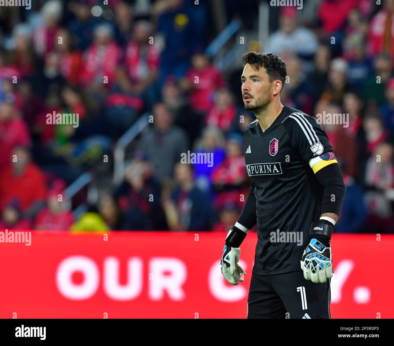 St. Louis, USA. 04th Mar, 2023. STL City goalkeeper Roman Burki. STLCity SC played their home opener against Charlotte FC at CITYPARK stadium in St. Louis, MO, USA on Saturday March 4, 2023. Tim Vizer/Sipa USA Credit: Sipa USA/Alamy Live News Stock Photo