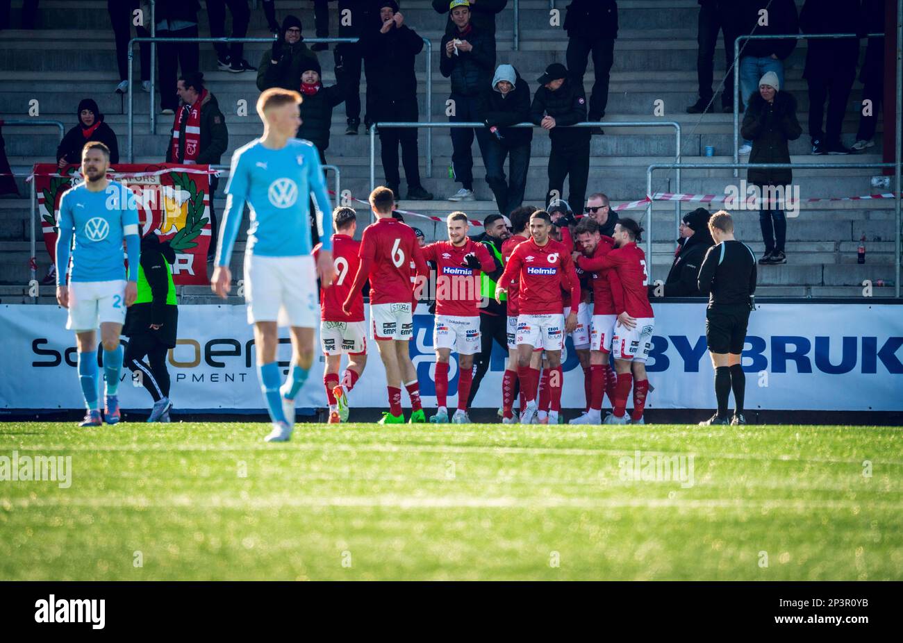 Malmoe, Sweden. 05th Mar, 2023. Dijan Vukojevic (10) of Degerfors scores for 0-1 during the Svenska Cup match between between Malmoe FF and Degerfors at Malmoe Idrottsplats in Malmoe. (Photo Credit: Gonzales Photo/Alamy Live News Stock Photo
