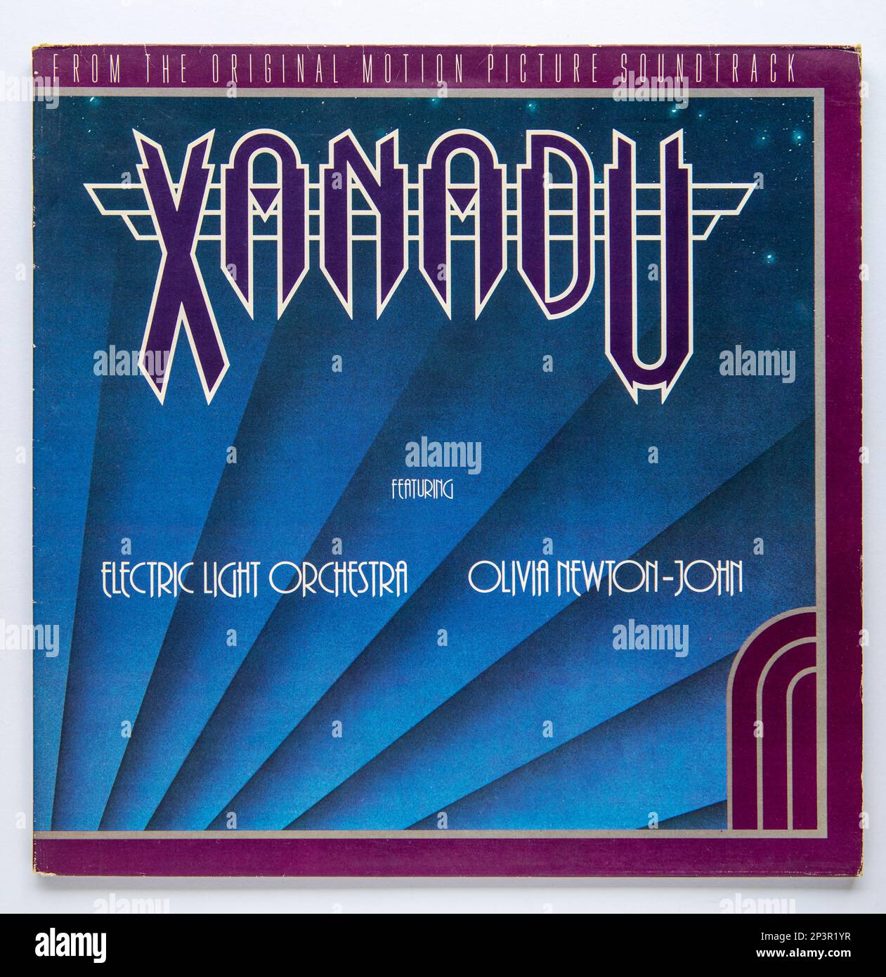 LP cover of the Xanadu soundtrack album by the Electric Light Orchestra and Olivia Newton-John, which was released in 1980. Stock Photo