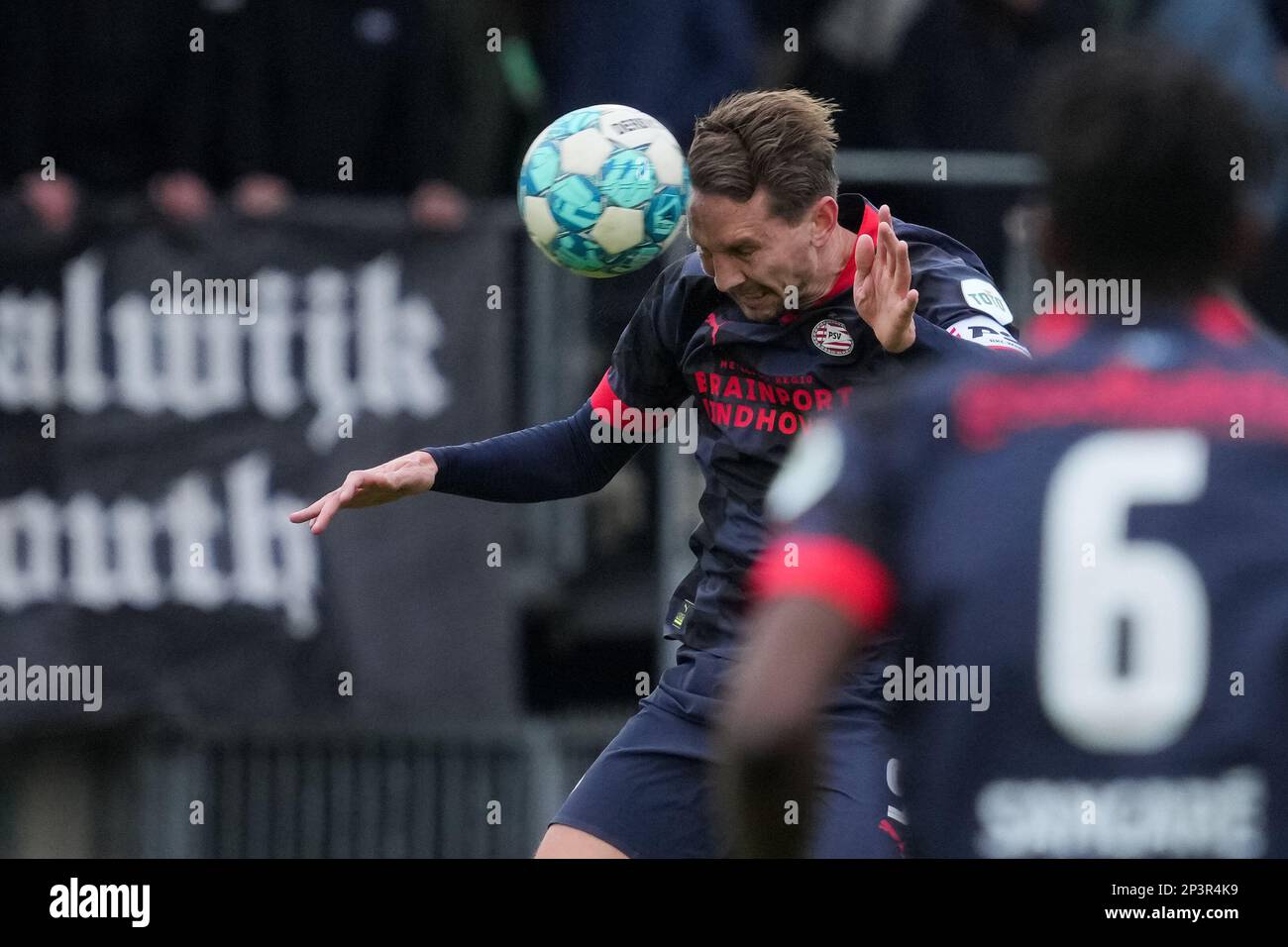 WAALWIJK, NETHERLANDS MARCH 5 Luuk de Jong of PSV heads the ball